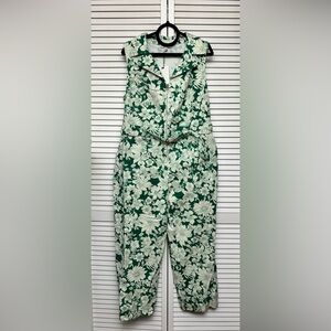 Skies Are Blue Floral Green Denim Jumpsuit, Size: 1X, NWT